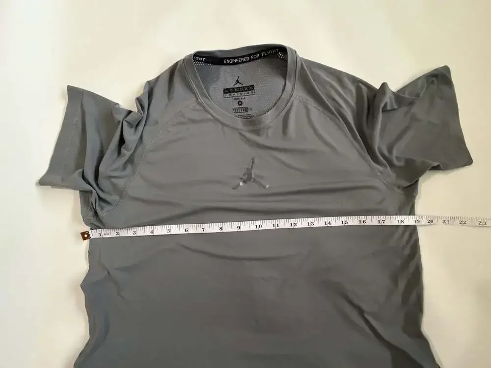 Jordan Mens M Gray Dri Fit Training Shirt Engineered For Flight Fitted Tee
